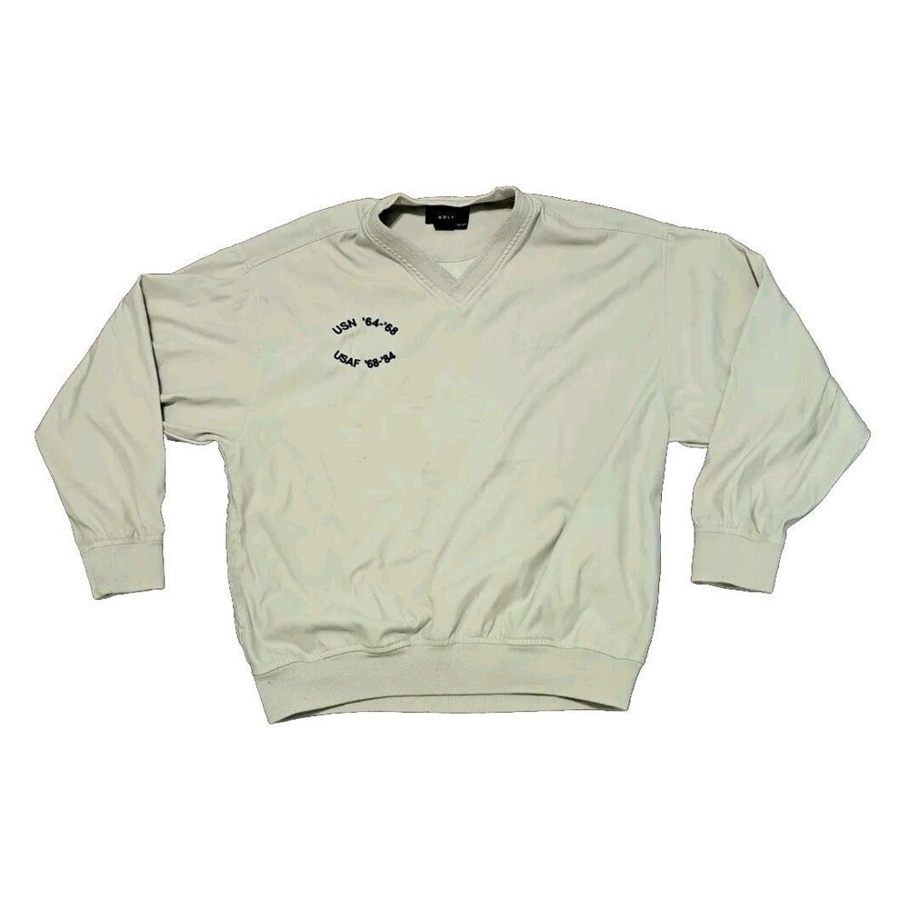 Vtg Eddie Bauer Golf Jacket Pullover Men's Medium Military USN USAF Long Sleeve